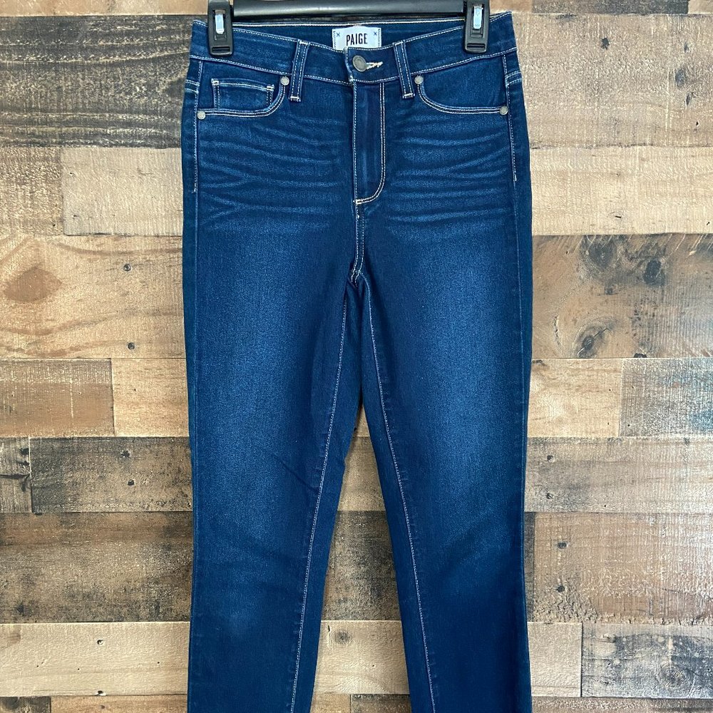 Paige Hoxton Ankle Mid Rise Skinny Jean Blue Dark Wash Size 25